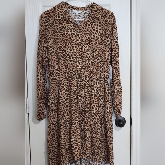 Women's Time and Tru soft mini shirt dress, Leopard print, S (4-6) - Picture 5 of 5